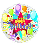 18" Happy Birthday Starburst Balloons