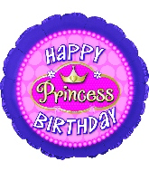 18" Happy Birthday Princess Pink Pearls Balloon