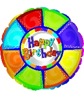18" Happy Birthday Colorful Pieces Balloon