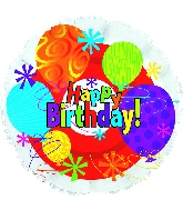18" Happy Birthday Bright Mylar Balloon