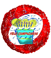 18" Feliz Cumpleanos Red Cake Balloon (Spanish)