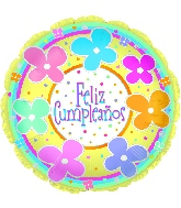 18" Feliz Cumpleanos Pastel Flowers Balloon (Spanish)