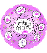 9" Airfill Only Happy Birthday Princess Balloon