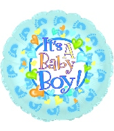 9" Airfill Only Baby Boy Footsies Balloon