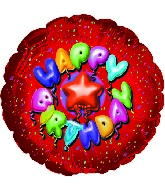 9" Airfill Only Happy Birthday Balloon Type Red