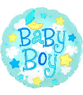 24" Baby Boy Clouds Foil Balloon