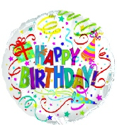 4" Airfill Only Happy Birthday Party Hat & Horn Balloon