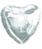 18" CTI Brand Silver Heart Foil Balloon