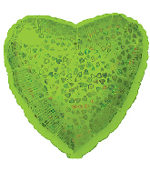 18" Lime Heart Pattern Dazzleloon Balloon
