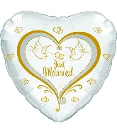 17" Just Married Doves Balloon
