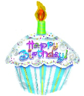 18" Shaped Happy Birthday Cupcake Foil Balloon