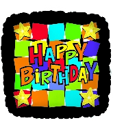 18" Happy Birthday Dancing Squares Balloon