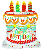28" White Happy Birthday Day Cake Shape Balloon