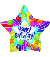 17" Happy Birthday Day Bright Stars Balloon
