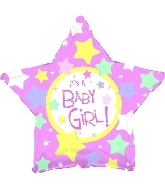 18" It's a Baby Girl Many Stars Balloon