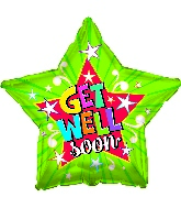 17" Get Well Soon Lime Burst Foil Balloon