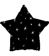 18" Black Sparkle Star Foil Balloon