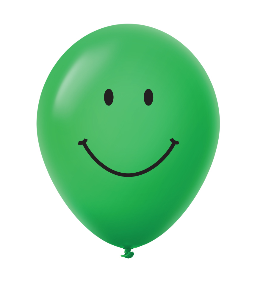 Smiley Emotes Party Emoji Birthday Party Smile 18" Smiley Face Green Balloon