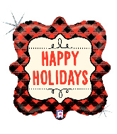 18" Holographic Buffalo Plaid Holidays Foil Balloon