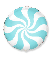 18" Round Candy Peppermint Swirl Pastel Blue Foil Balloon