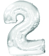 30" Jumbo Number "2" Silver Balloon Packaged