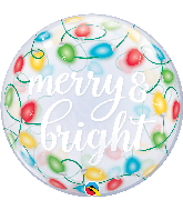 22" Round Merry & Bright Lights Bubble Balloon