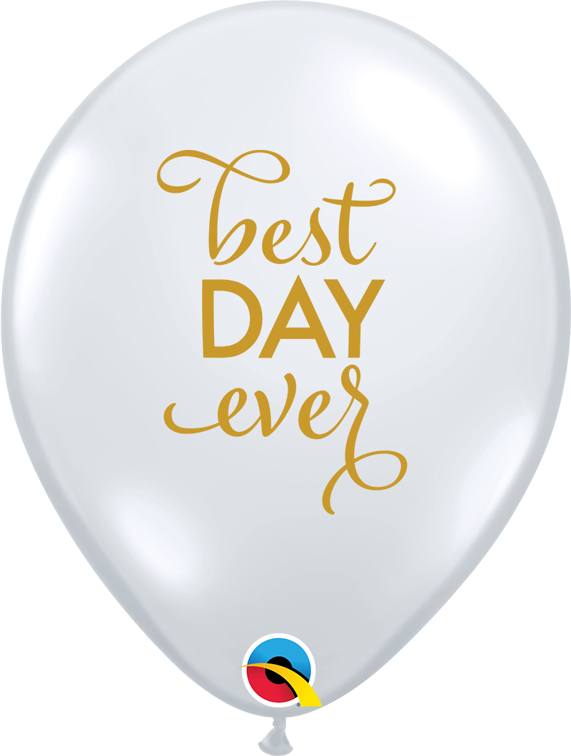 11" Simply Best Day Ever Diamond Clear Latex Balloons