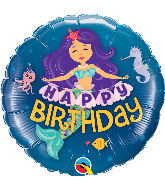 9" Airfill Only Happy Birthday Mermaid Foil Balloon