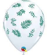 11" Tropical Greenery White Latex Balloons