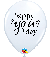 11" Simply Happy You Day White Latex Balloons