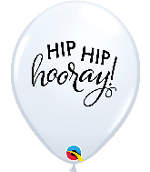 11" Simply Hip Hip Hooray White Latex Balloons