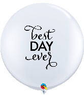 36" Simply Best Day Ever White Latex Balloons