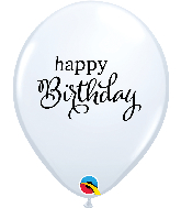11" Simply Happy Birthday White Latex Balloons