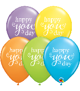11" Simply Happy You Day Bright Pastel Latex Balloons