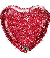 18" Glittergraphic Red Heart Foil Balloon