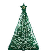39" Damask Christmas Tree Foil Balloon
