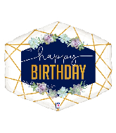 30" Foil Shape Balloon Geo Navy Birthday