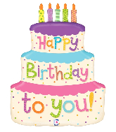27" Foil Shape Balloon Girly Happy Birthday Cake