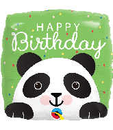18" Square Birthday Panda Foil Balloon