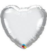 18" Heart Qualatex Chrome Silver Foil Balloon