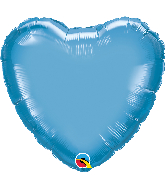 18" Heart Qualatex Chrome Blue Foil Balloon