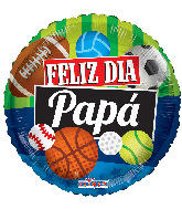 18" Feliz Día Papá Deportes Foil Balloon (Spanish)