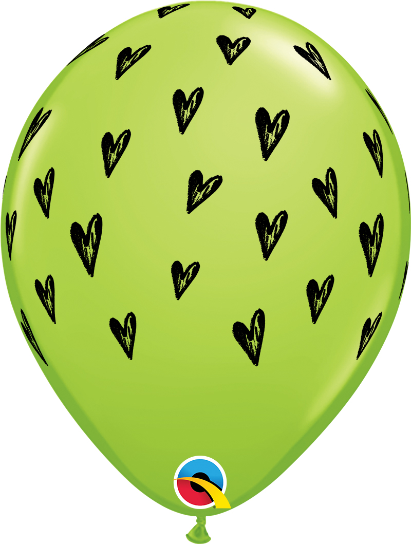 11" L. Green (50 Per Bag) Prickly Heart Seeds Latex Balloons