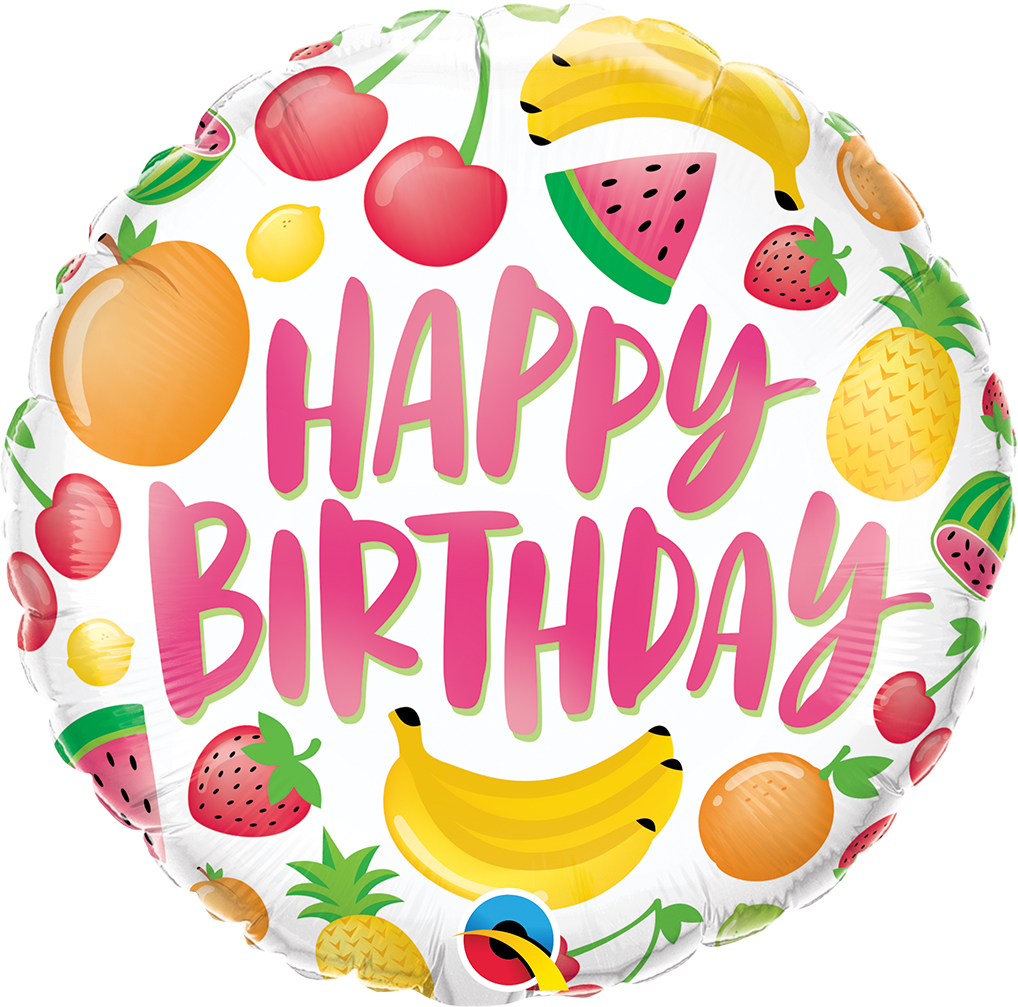18" Round Birthday Fruits Foil Balloon