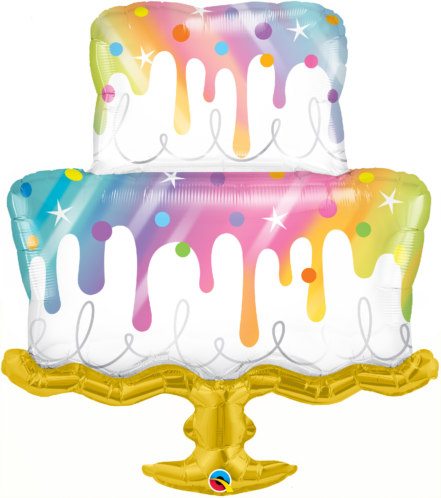 39" Shape Rainbow Drip Cake Foil Balloon