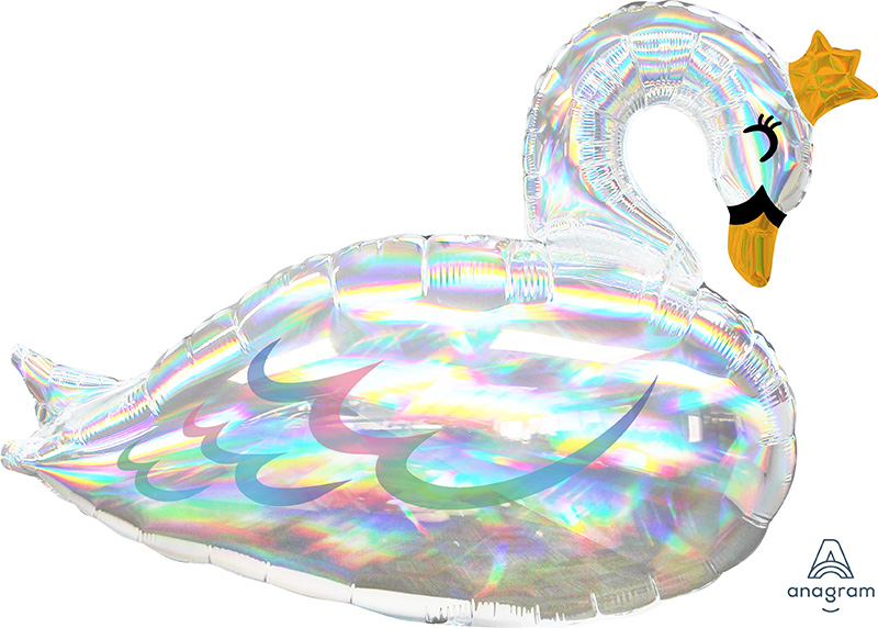 29" Iridescent Swan Holographic SuperShape Foil Balloon