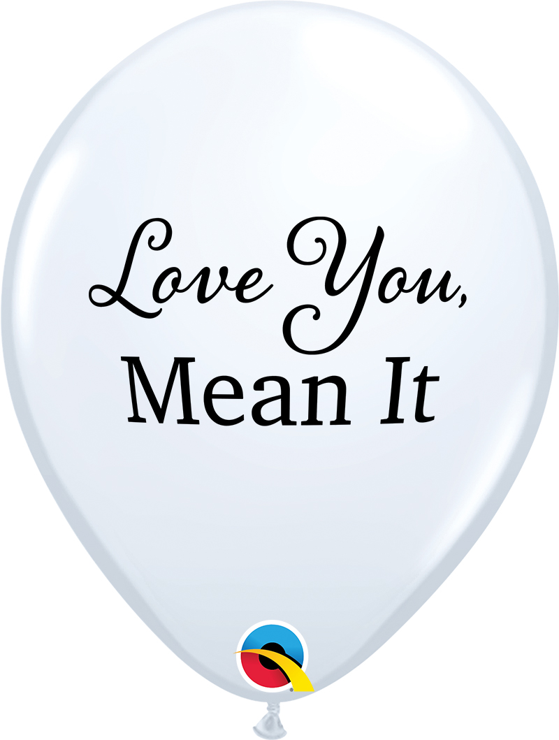 11" Latex Balloons White (50 Per Bag) Simply Love You, Mean It