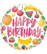 18" Round Birthday Fruits Foil Balloon
