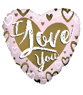 9" Airfill Only I Love You Gold & Pink Matte Foil Balloon