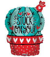 18" I'm Stuck On You Cactus Love Foil Balloon
